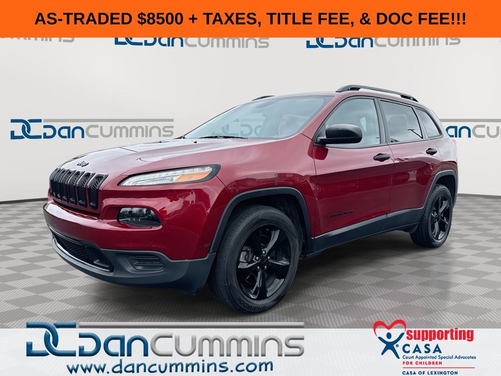 2017 Jeep Cherokee Sport in Deep Cherry Red Crystal Pearlcoat — front three-quarter view