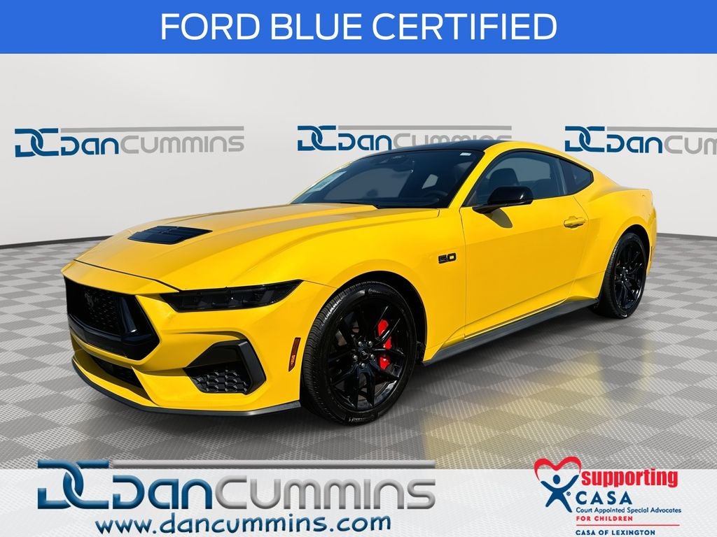 2024 Ford Mustang GT Premium in Yellow — front three-quarter view