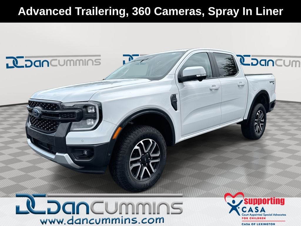 2024 Ford Ranger Lariat in Oxford White — front three-quarter view
