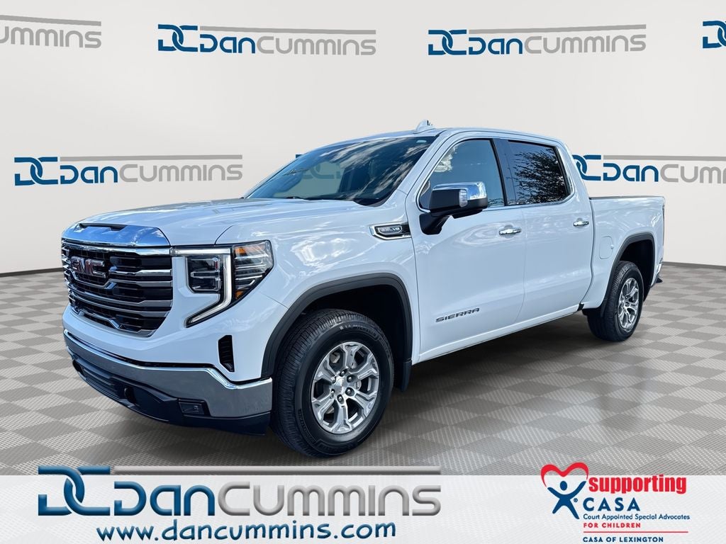 2025 GMC Sierra 1500 SLT in Summit White — front three-quarter view