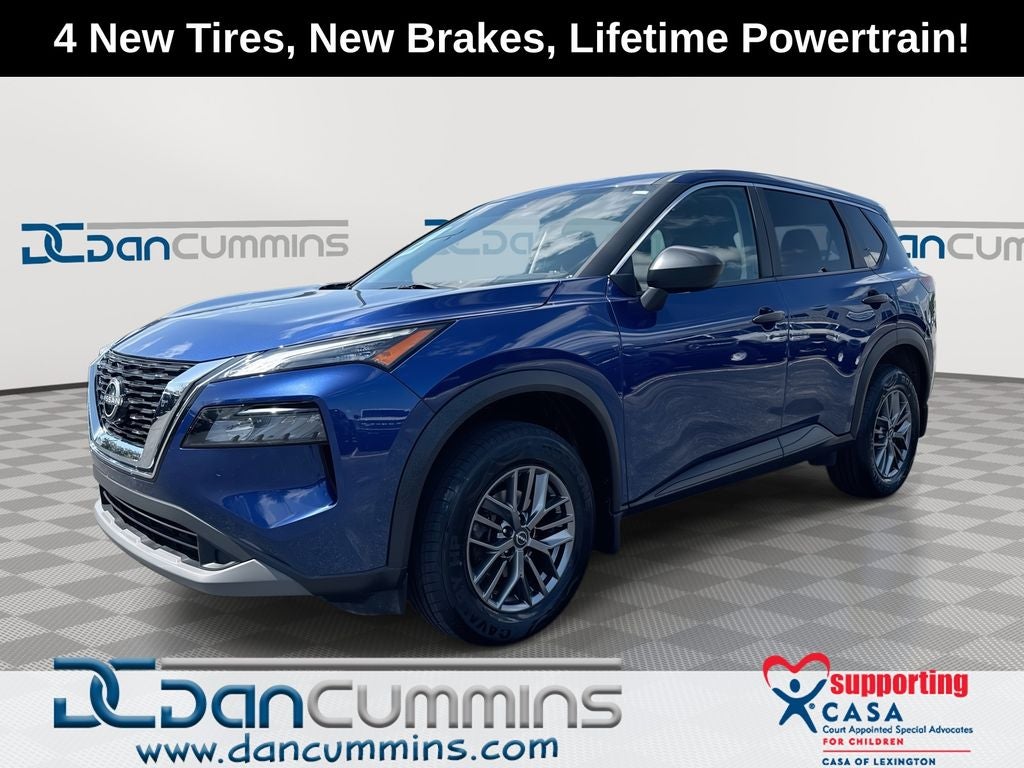 2023 Nissan Rogue S in Caspian Blue Metallic — front three-quarter view