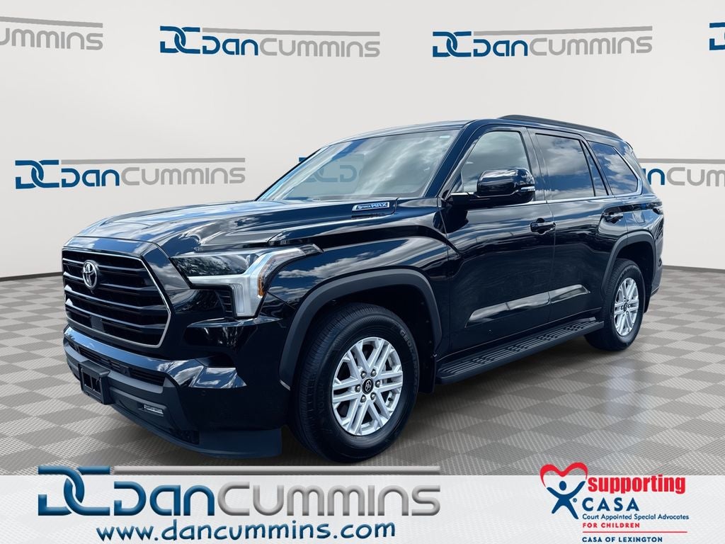 2025 Toyota Sequoia SR5 in Midnight Black Metallic — front three-quarter view