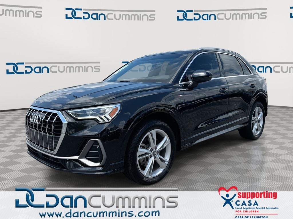 2021 Audi Q3 Premium Plus in Black Metallic — front three-quarter view