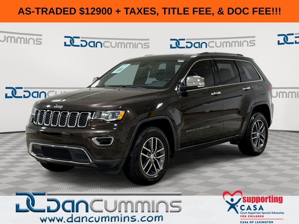 2017 Jeep Grand Cherokee Limited in Luxury Brown Pearlcoat — front three-quarter view