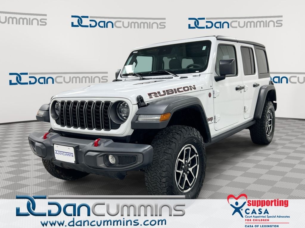 2025 Jeep Wrangler Rubicon in Bright White Clearcoat — front three-quarter view
