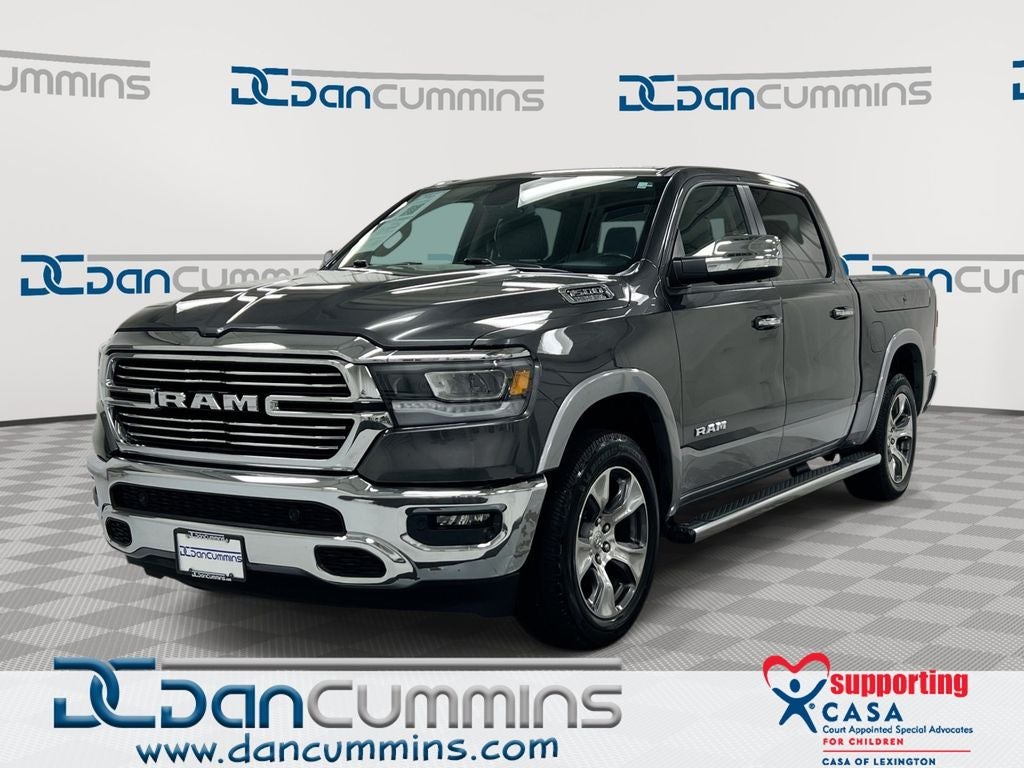 2020 RAM 1500 Laramie in Granite Crystal Metallic Clearcoat — front three-quarter view