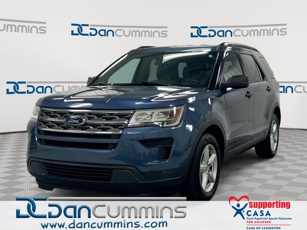 2019 Ford Explorer Base in Blue Metallic — front three-quarter view