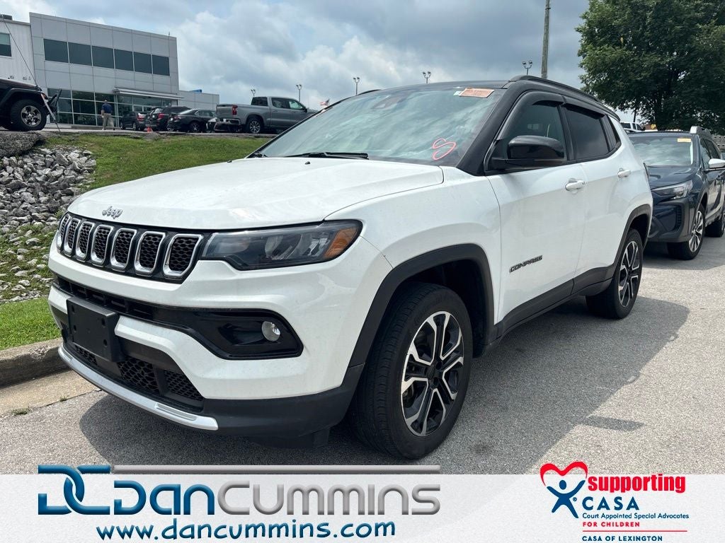 2023 Jeep Compass Limited in Bright White Clearcoat — front three-quarter view