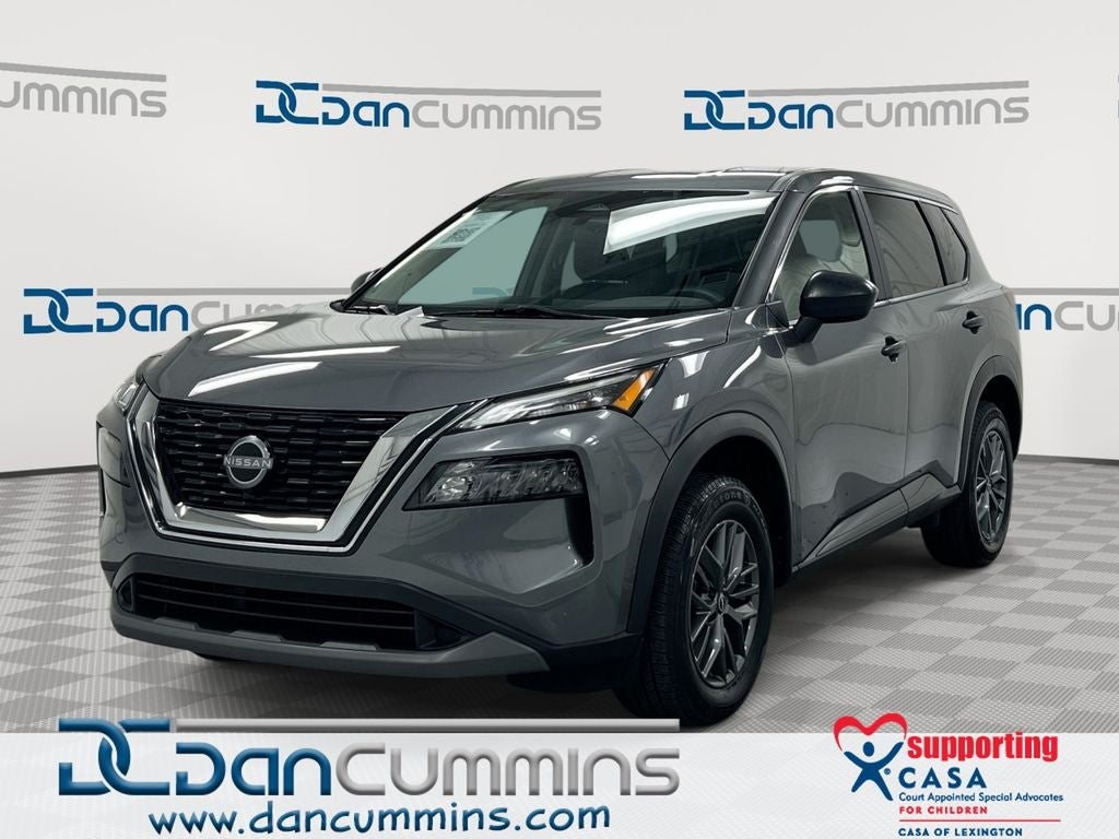 2023 Nissan Rogue S in Gun Metallic — front three-quarter view