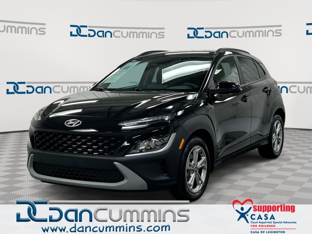 2023 Hyundai Kona SEL in Ultra Black Pearl — front three-quarter view
