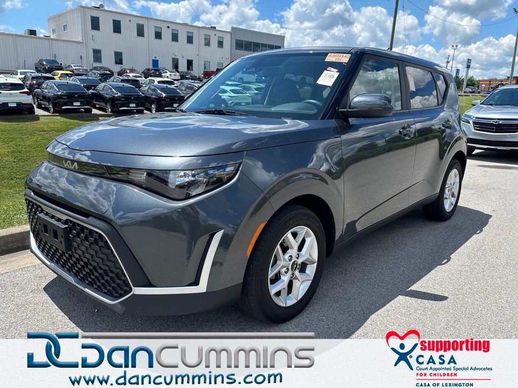 2023 Kia Soul LX in Gravity Gray — front three-quarter view