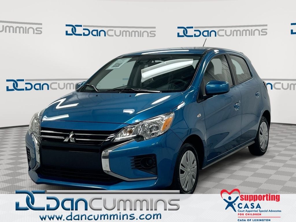 2024 Mitsubishi Mirage ES in Blue — front three-quarter view