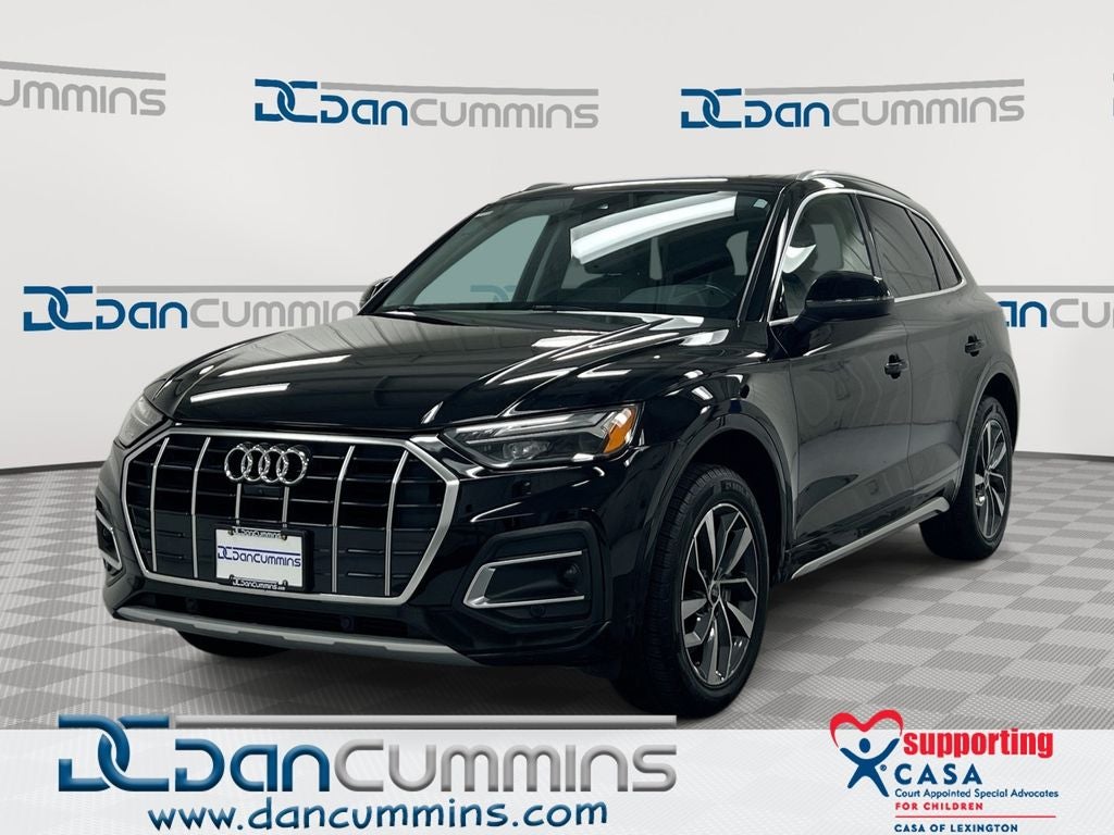 2021 Audi Q5 45 Premium Plus in Black — front three-quarter view