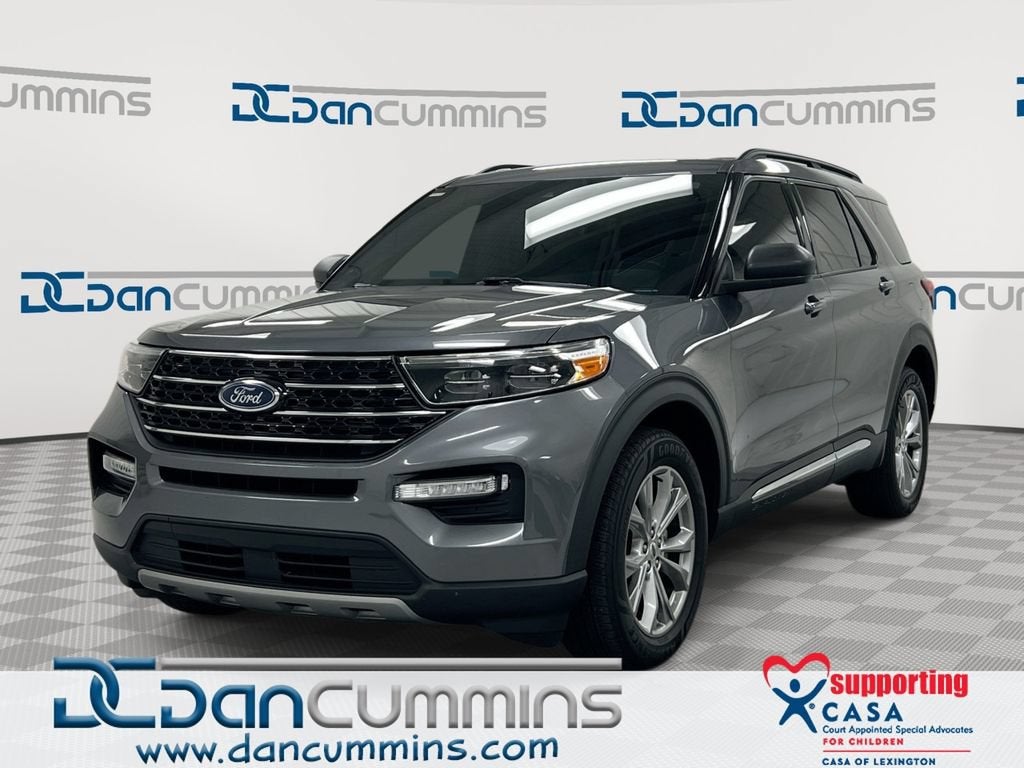 2021 Ford Explorer XLT in Gray — front three-quarter view