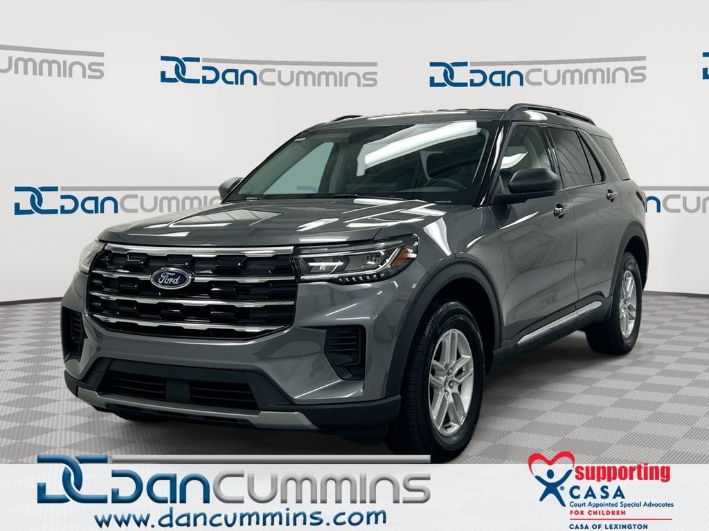 2025 Ford Explorer Active in Gray — front three-quarter view