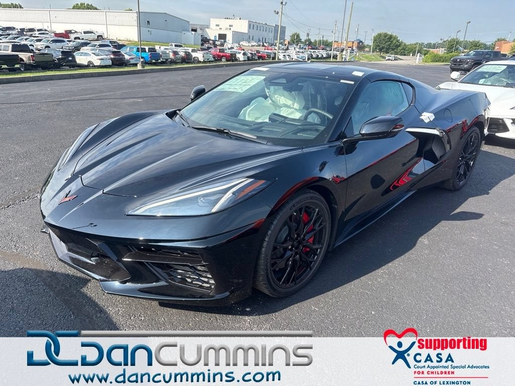 2027 Chevrolet Corvette Stingray 2LT in Black — front three-quarter view