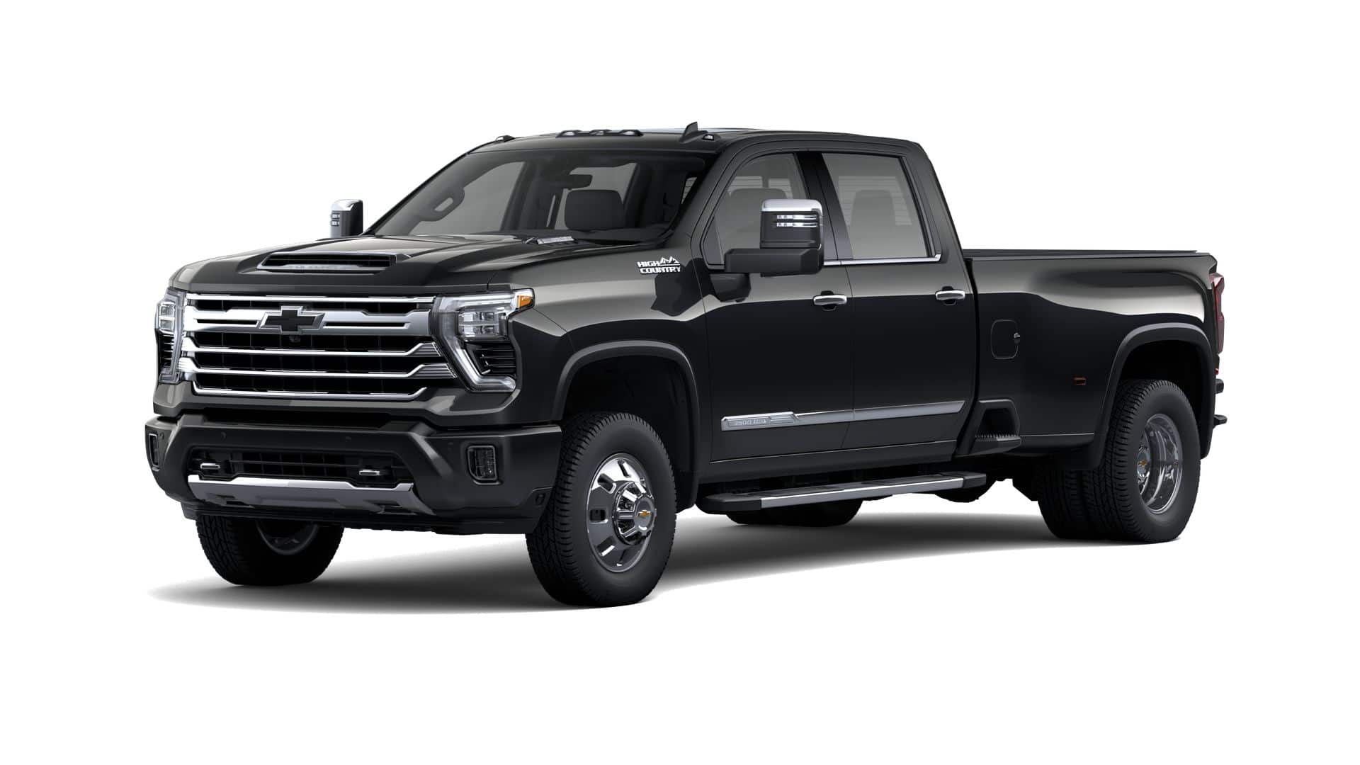 2026 Chevrolet Silverado 3500 HD High Country DRW in Black — front three-quarter view
