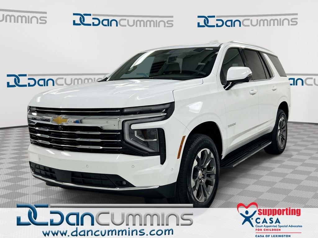 2026 Chevrolet Tahoe LT in Summit White — front three-quarter view