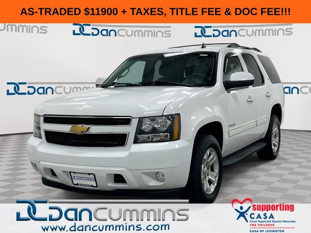 2013 Chevrolet Tahoe LT in Summit White — front three-quarter view