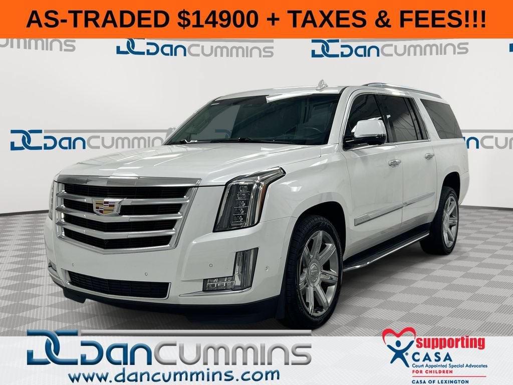 2019 Cadillac Escalade ESV Luxury in Crystal White Tricoat — front three-quarter view