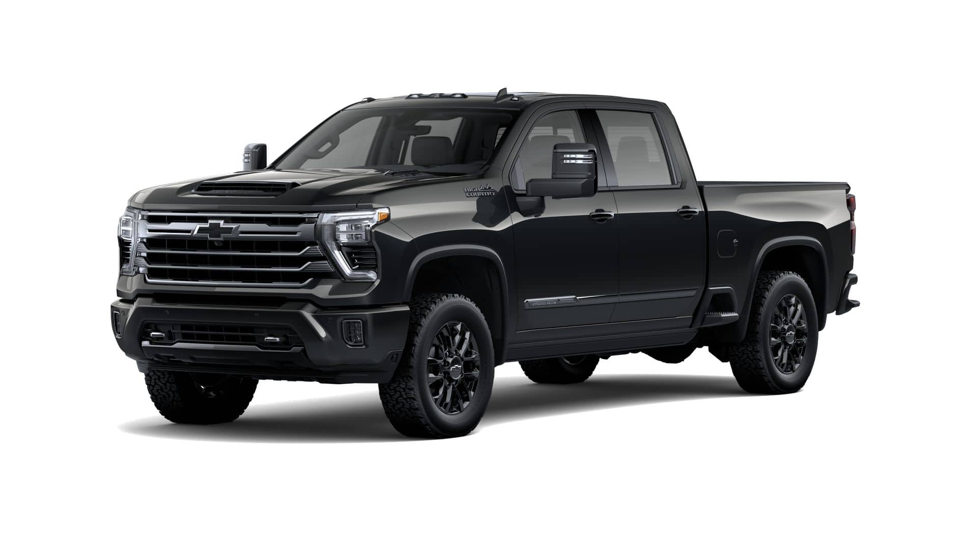 2026 Chevrolet Silverado 2500 HD High Country in Black — front three-quarter view