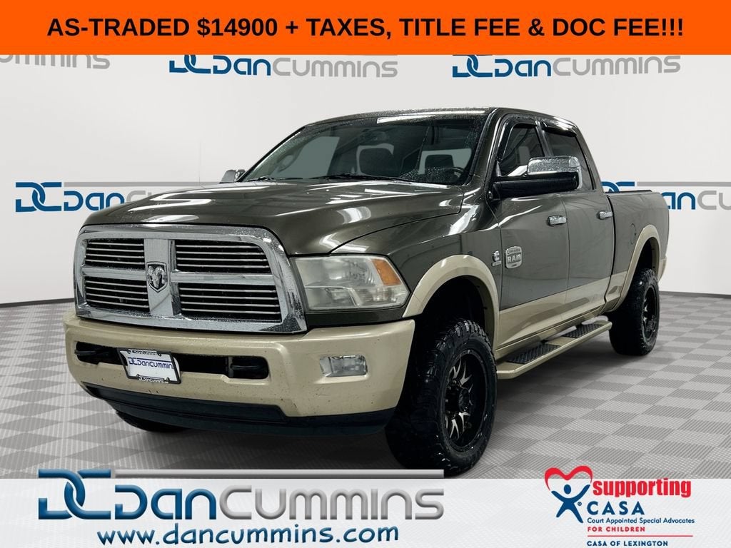 2012 RAM 2500 Laramie Longhorn in Olive Green — front three-quarter view