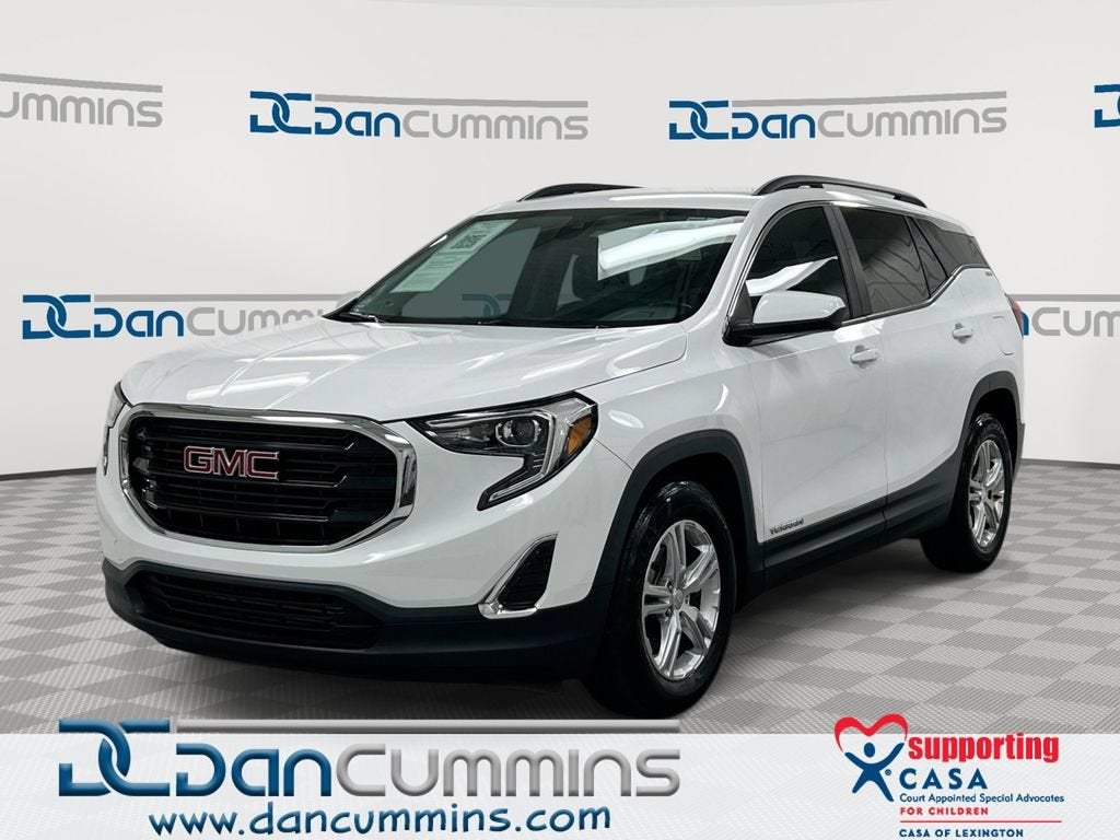 2021 GMC Terrain SLE in Summit White — front three-quarter view