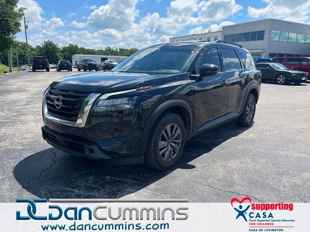 2023 Nissan Pathfinder SV in Black — front three-quarter view
