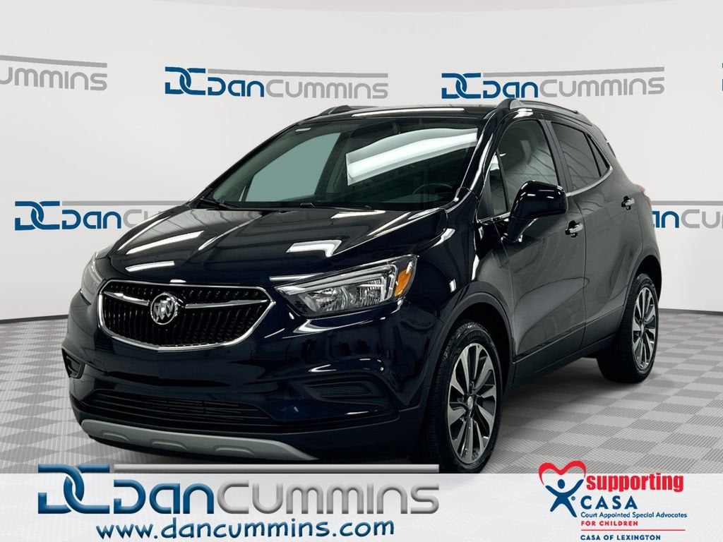 2022 Buick Encore Preferred in Dark Moon Blue Metallic — front three-quarter view