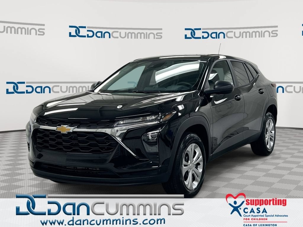 2026 Chevrolet Trax LS in Mosaic Black Metallic — front three-quarter view