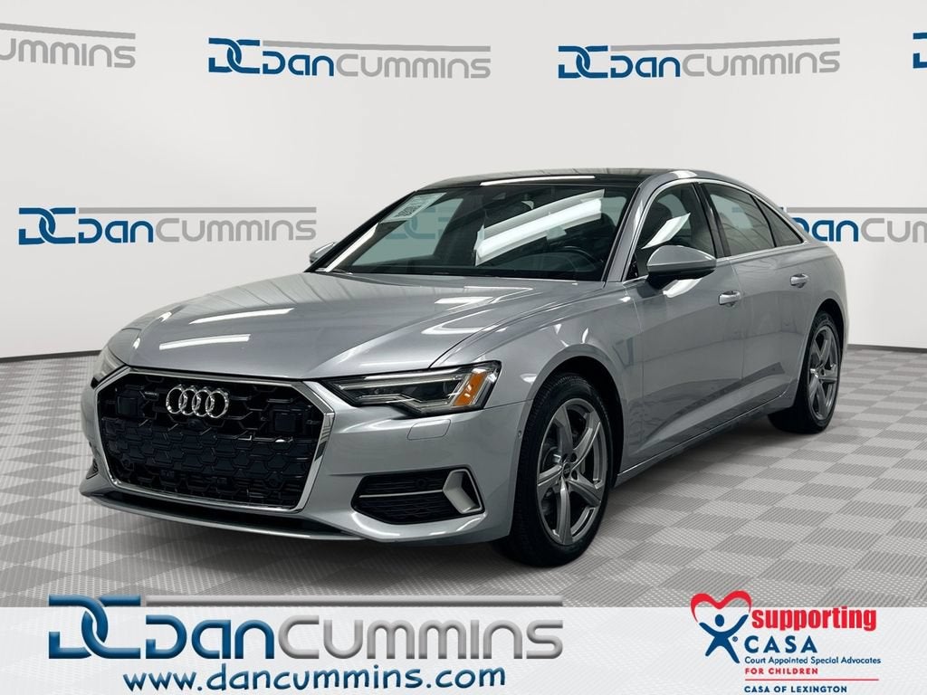 2024 Audi A6 Sedan Premium Plus in Silver — front three-quarter view