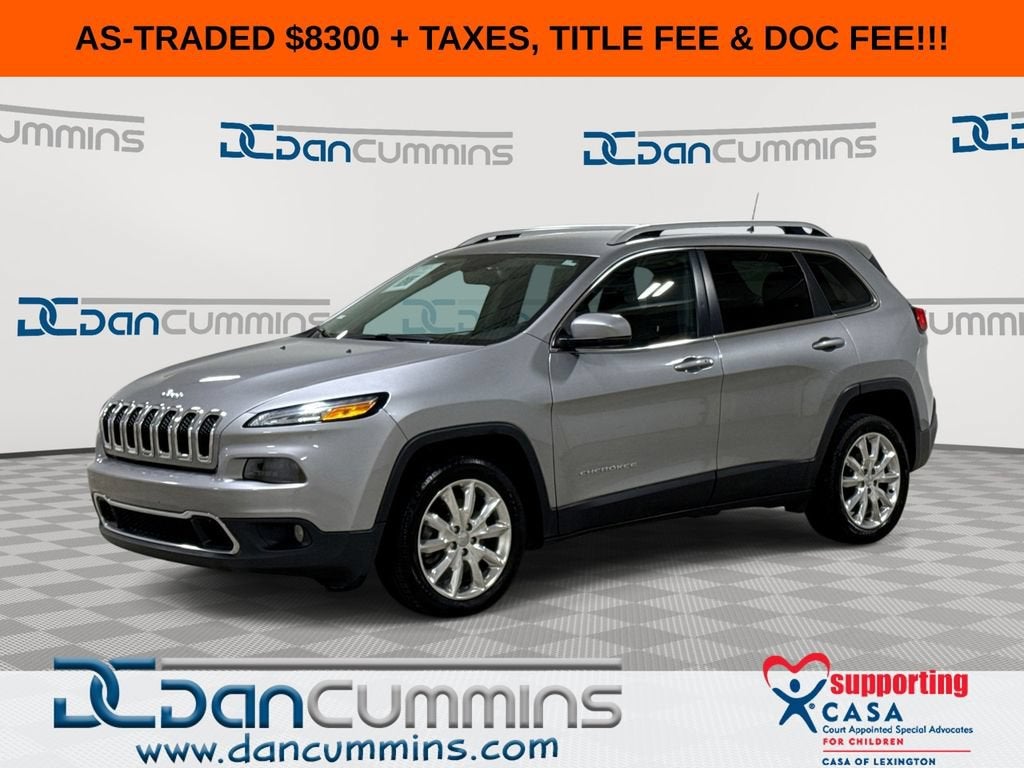 2017 Jeep Cherokee Limited in Silver — front three-quarter view