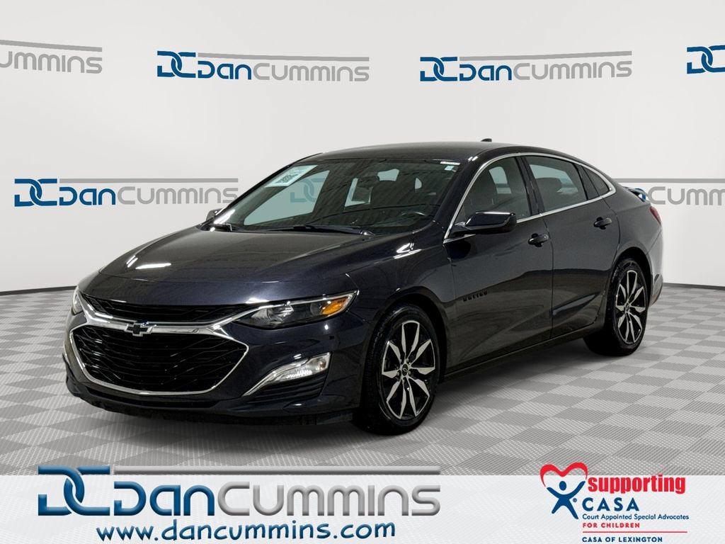 2022 Chevrolet Malibu RS in Dark Ash Metallic — front three-quarter view