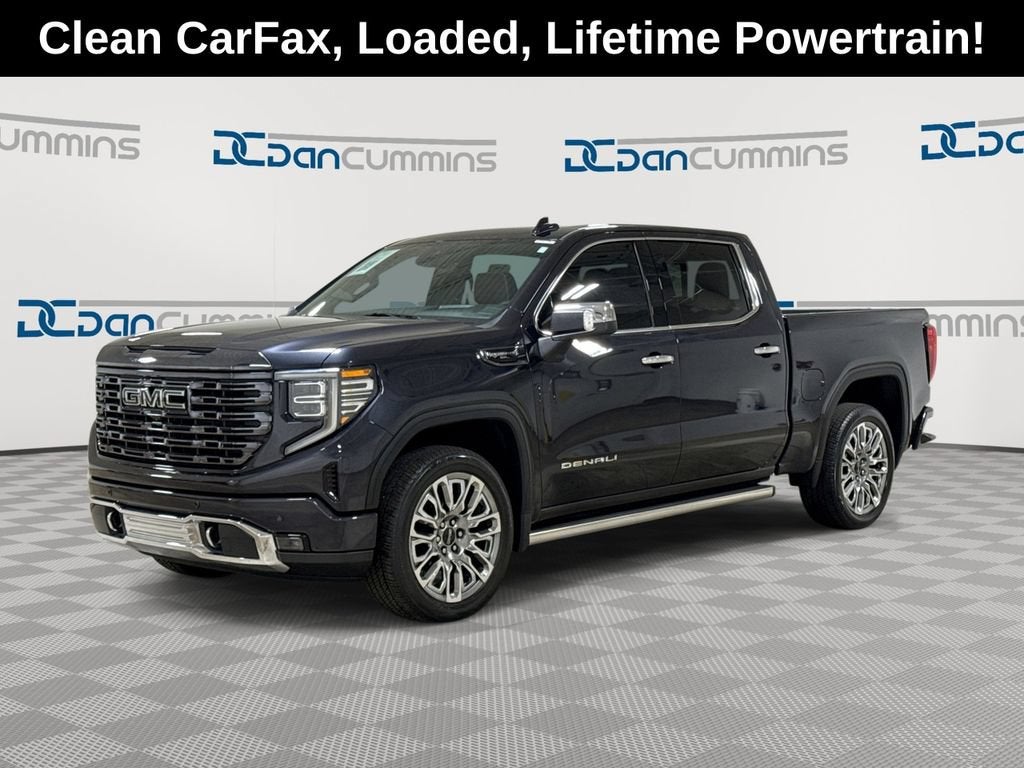 2023 GMC Sierra 1500 Denali Ultimate in Titanium Rush Metallic — front three-quarter view