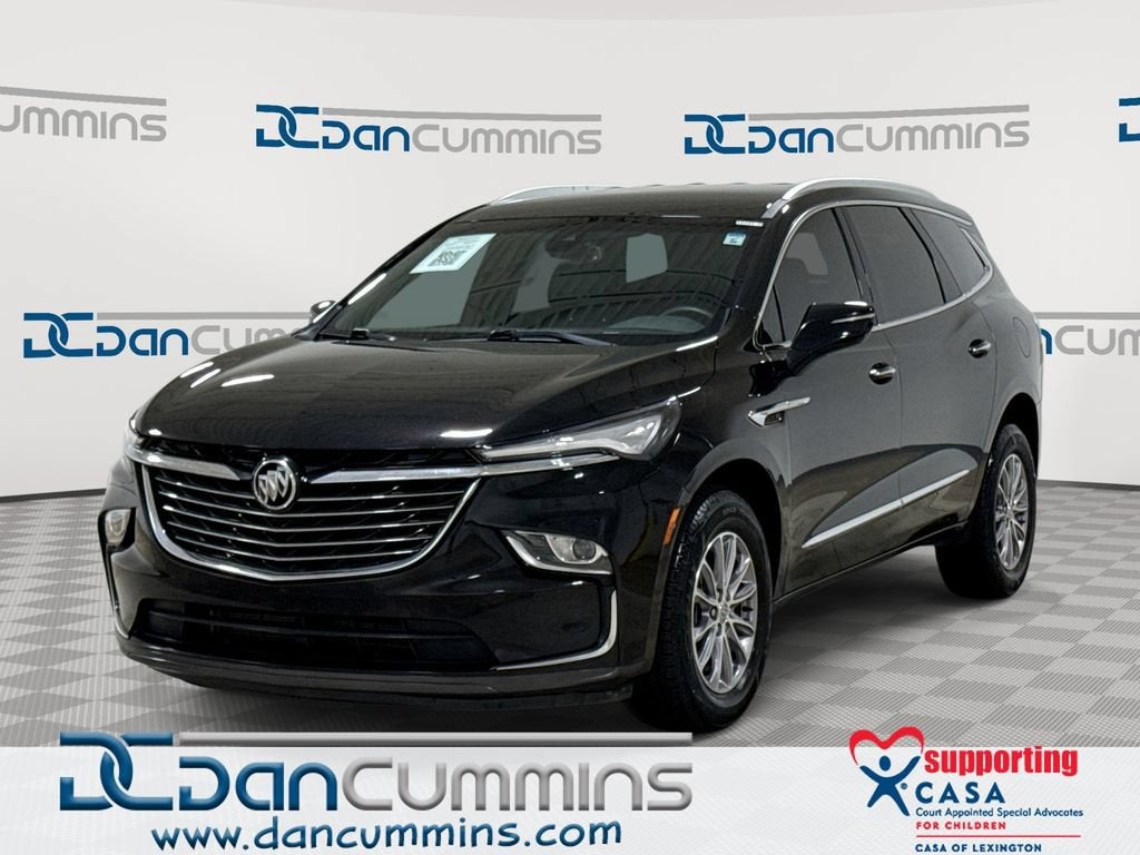 2023 Buick Enclave Essence in Ebony Twilight Metallic — front three-quarter view