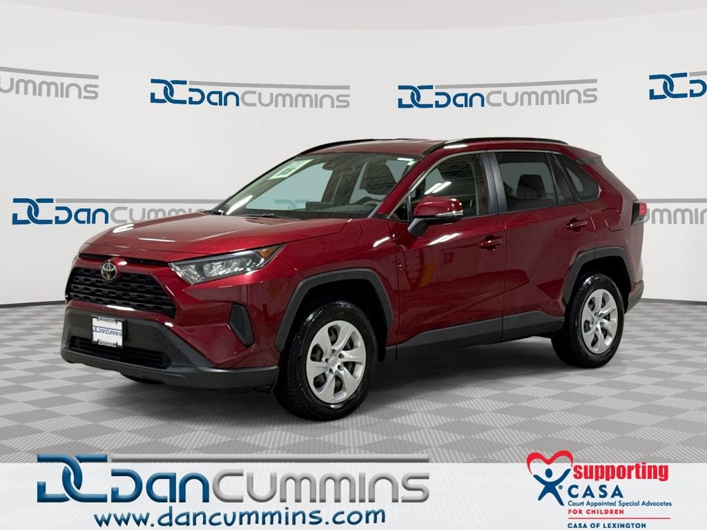 2019 Toyota RAV4 LE in Red — front three-quarter view