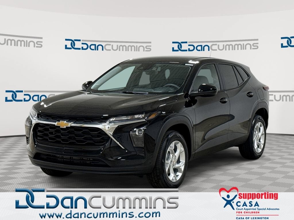 2026 Chevrolet Trax LS in Mosaic Black Metallic — front three-quarter view